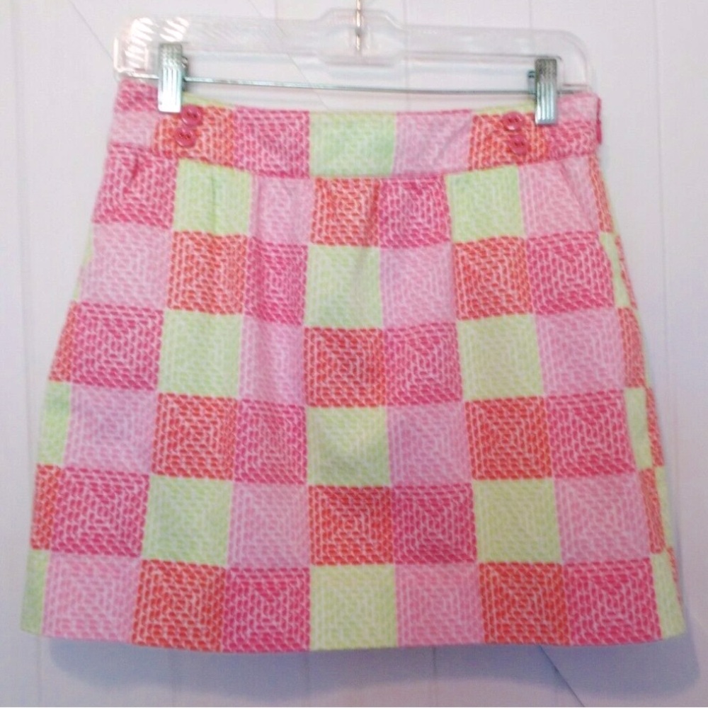 Vineyard Vines Whale Check Print A-Line Mini Skirt
